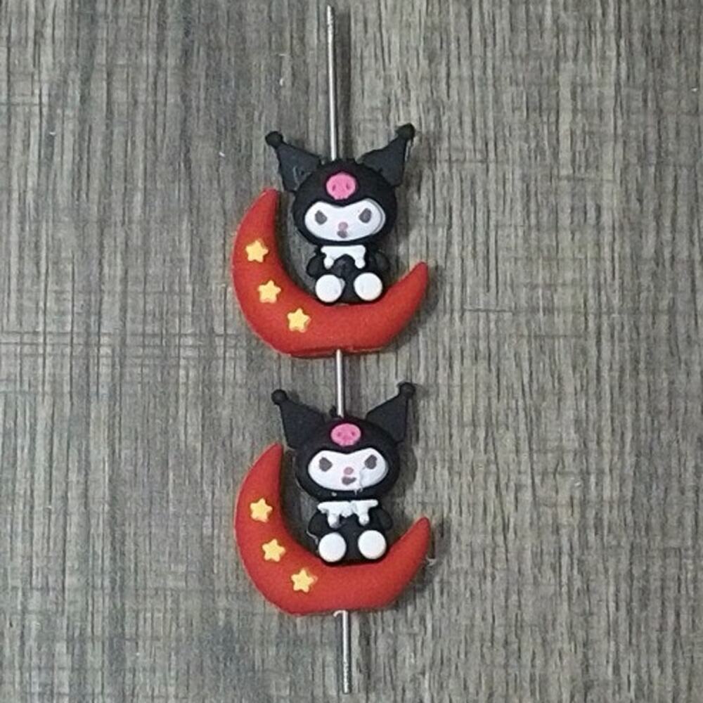 #8021 - PVC Focal Bead 2 pack Kuromi on the Moon